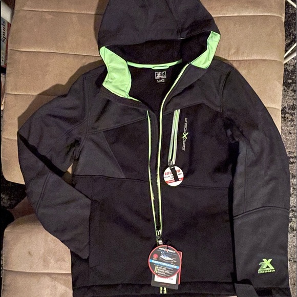 Boys ZeroXposur Soft Shell Jacket Hood reflective, water resistant, lined L14/16 - Picture 7 of 15